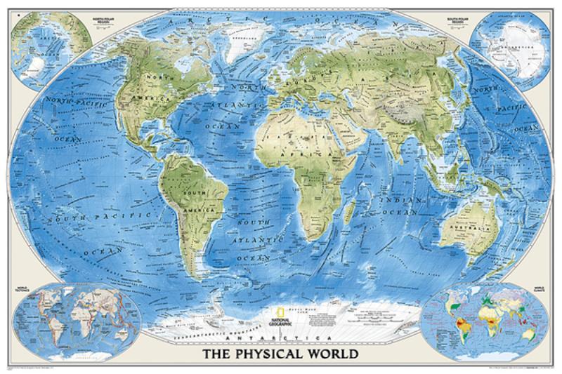 Maps, N: World Physical, Tubed