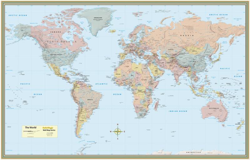 World Map Poster (32 X 50 Inches) - Laminated: A Quickstudy Reference