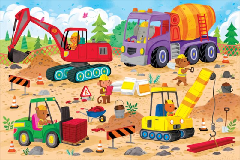 Construction Site Kids' Floor Puzzle (48 Pieces) (36 Inches Wide X 24 Inches High)