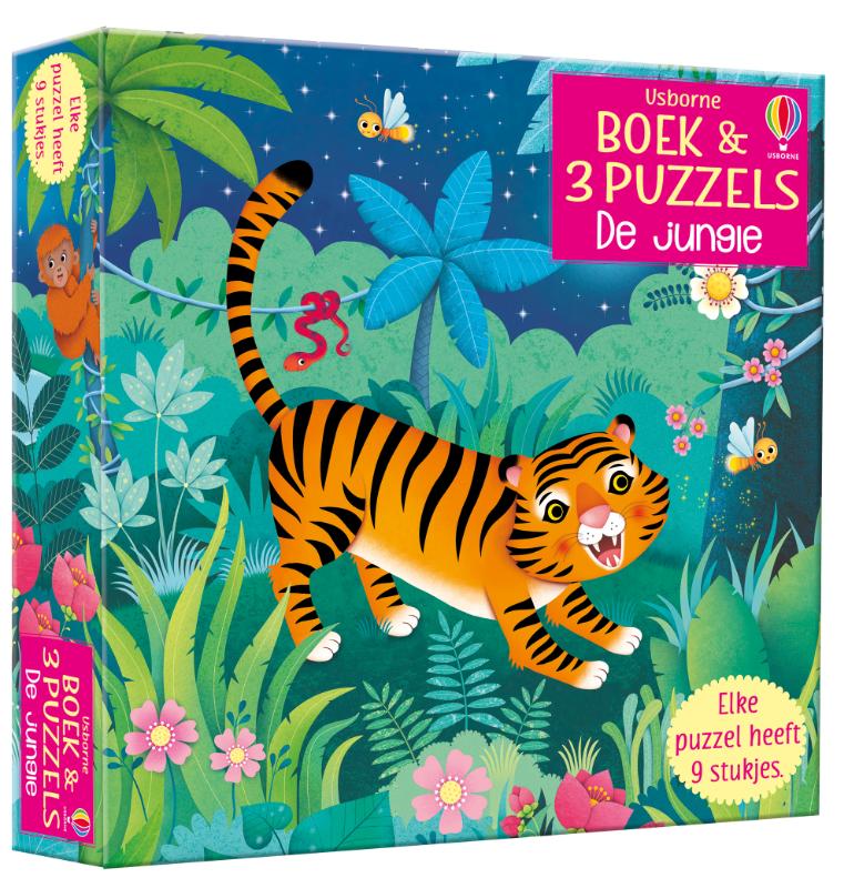 Boek & 3 Puzzels De jungle