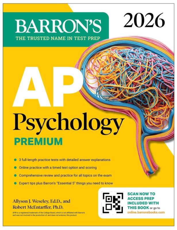 AP Psychology Premium, 2026: Prep Book with 3 Practice Tests + Comprehensive Review + Online Practice