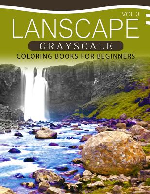 Landscapes GRAYSCALE Coloring Books for Beginners Volume 3: A Grayscale Fantasy Coloring Book: Beginner's Edition