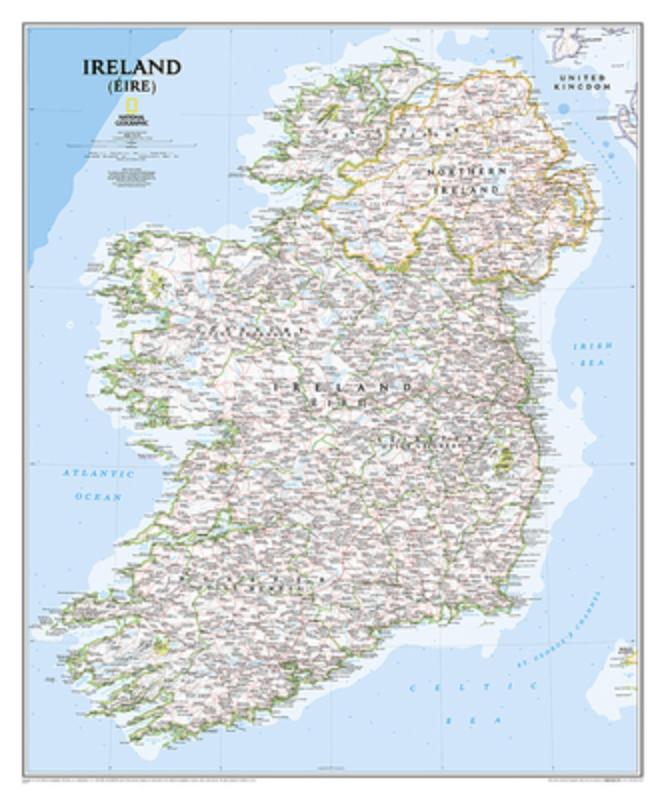 National Geographic Ireland Wall Map - Classic - Laminated (30 X 36 In)