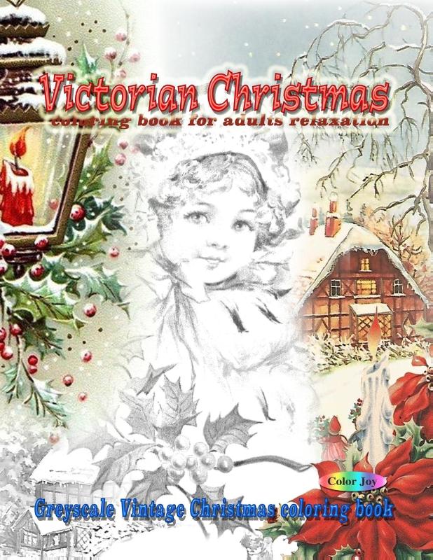 Victorian Christmas coloring book for adults relaxation