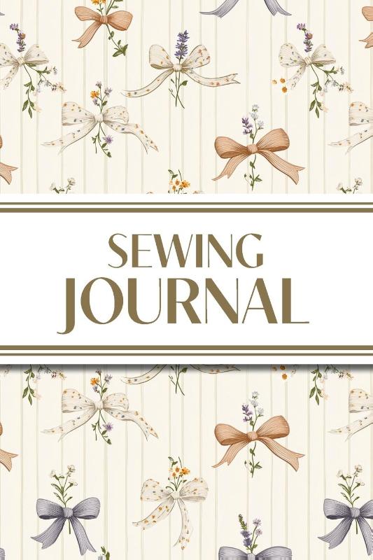 Sewing Journal (Orange and Purple Bows with Wildflowers on Cream Background)