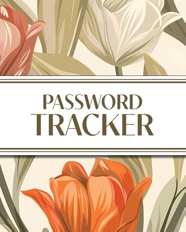XL Large Print Password Tracker (Autumnal Warm Tone Tulips)