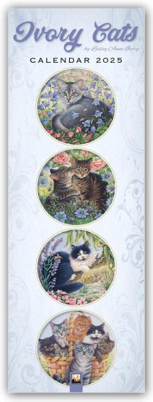 Ivory Cats Slim Calendar 2025 (Art Calendar)