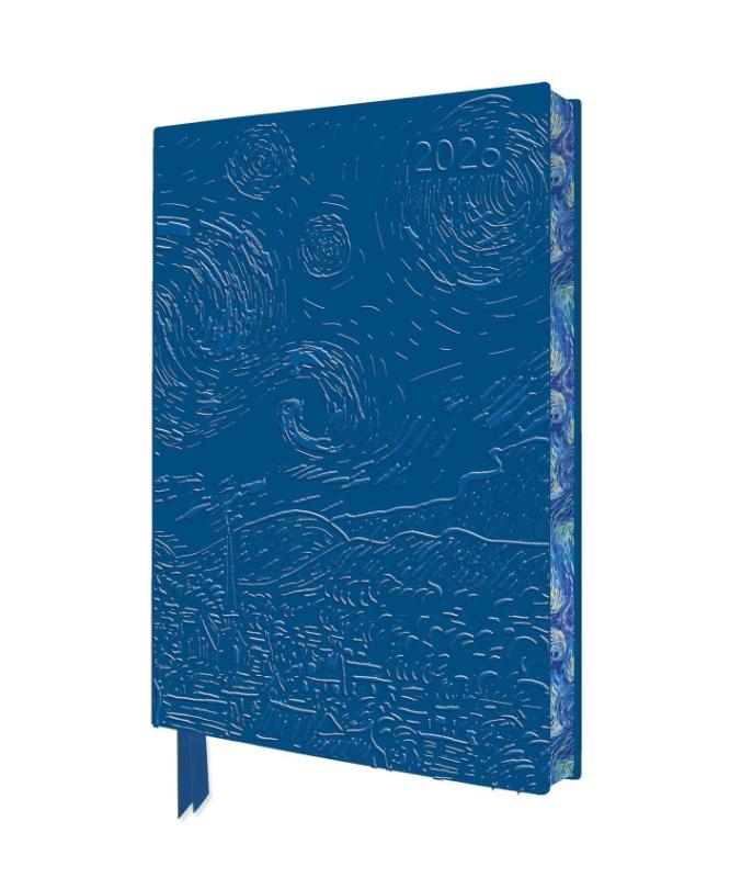 Vincent van Gogh: The Starry Night 2026 Artisan Art Vegan Leather Diary Planner - Page to View with Notes