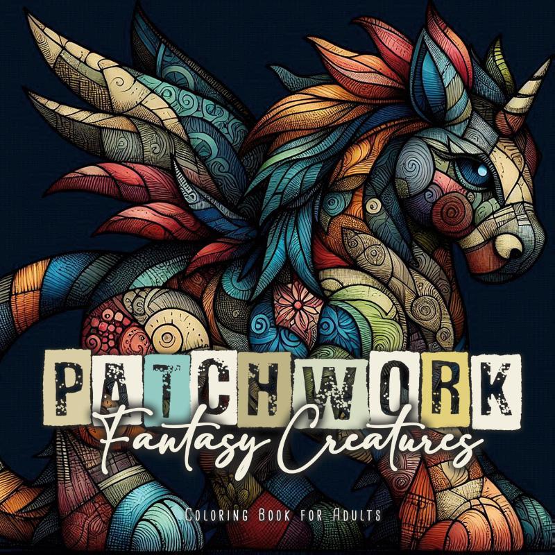 Patchwork Fantasy Creatures Coloring Book for Adults