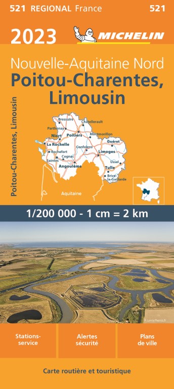 Michelin Wegenkaart 521 Poitou-Charentes-Limousin 2023