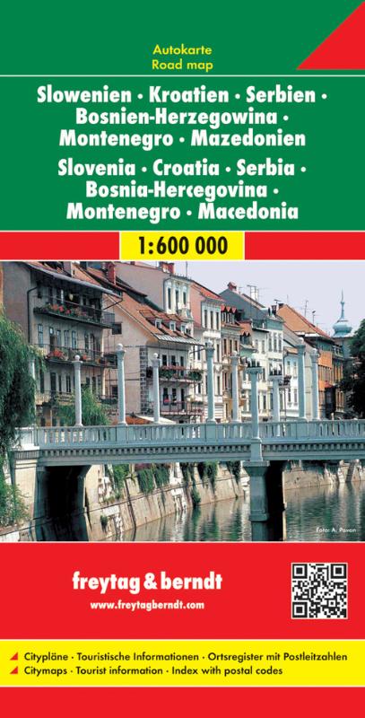 F&B Wegenkaart Slovenië, Kroatië, Servië, Bosnië-Herzegovina