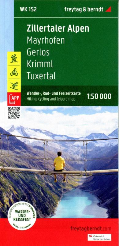 Zillertal Alps, hiking, cycling and leisure map