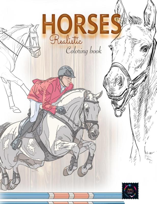 Realistic horses coloring book