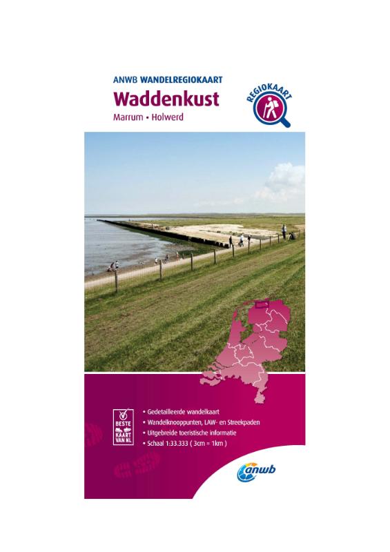 Wandelregiokaart Waddenkust 1:33.333