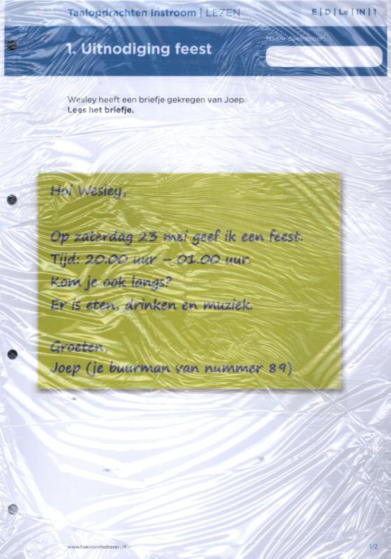 Taalopdrachten Eind Instroom - Dagelijks leven