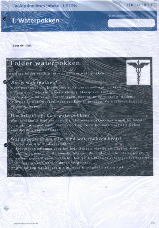 Taalopdrachten Intake 1F - Dagelijks leven