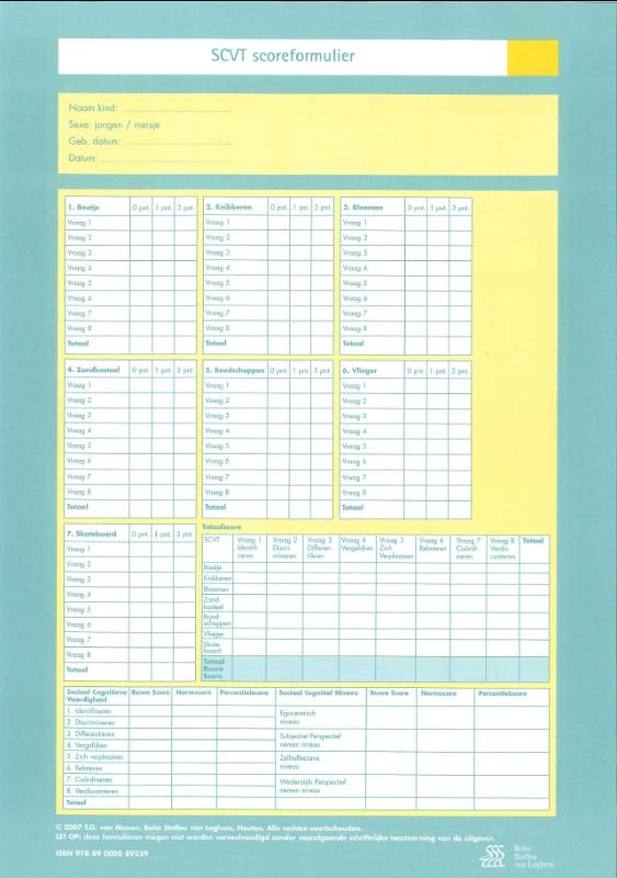 Sociaal Cognitieve Vaardigheden Test (SCVT) - scoreformulieren