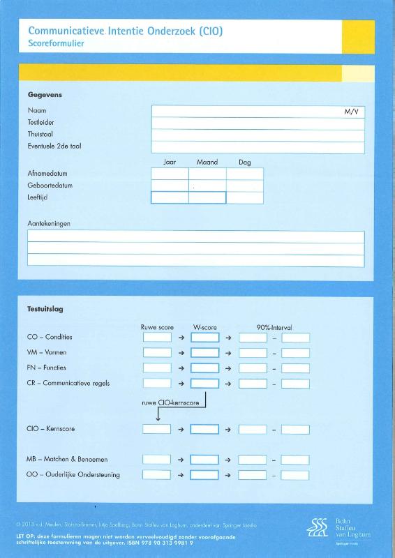 Communicatieve Intentie Onderzoek (CIO) - scoreformulieren