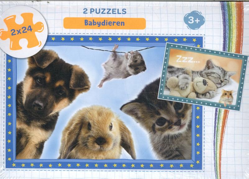 Babydieren - puzzel 2 x 24 stukjes