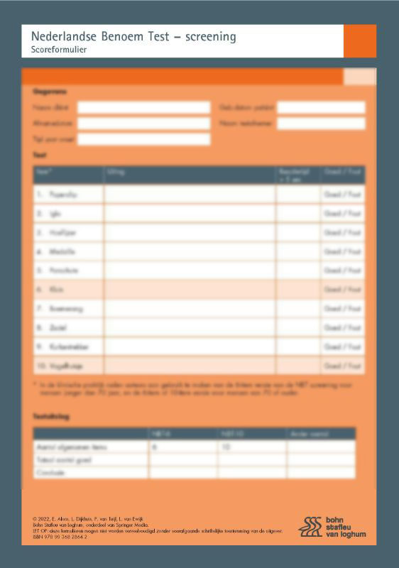Nederlandse Benoem Test - Screening (NBT - Screening) - scoreformulieren