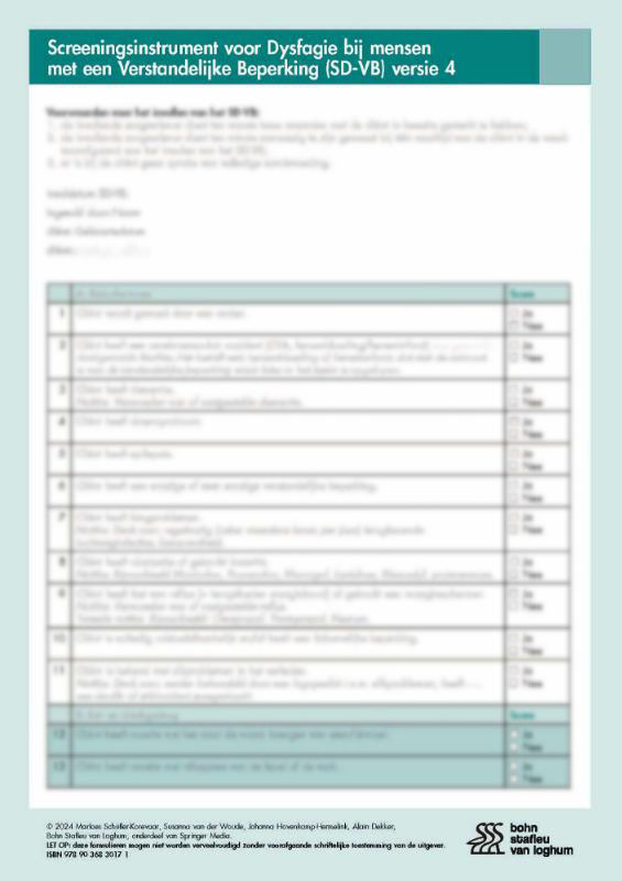 Screeningsinstrument voor Dysfagie bij mensen met een Verstandelijke beperking (SD-VB)