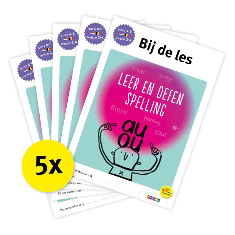 Pakket Bij de les Leer en oefen spelling (5 ex)