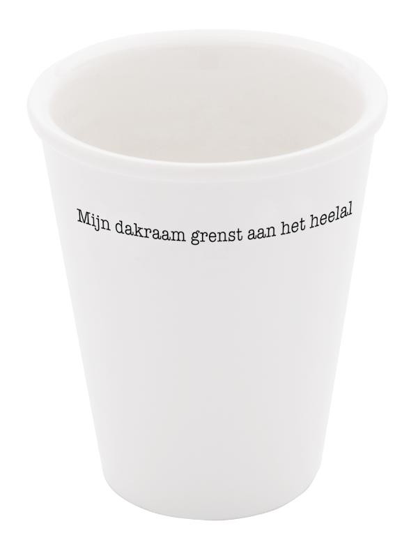 Porseleinen beker 'Mijn dakraam grenst aan het heelal' set van 2