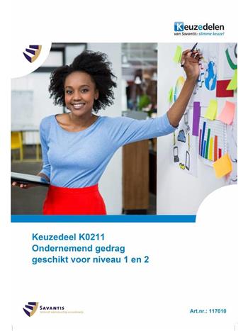 Keuzedeel K0211 ondernemend gedrag geschikt voor niveau 1 en 2 (folio versie)
