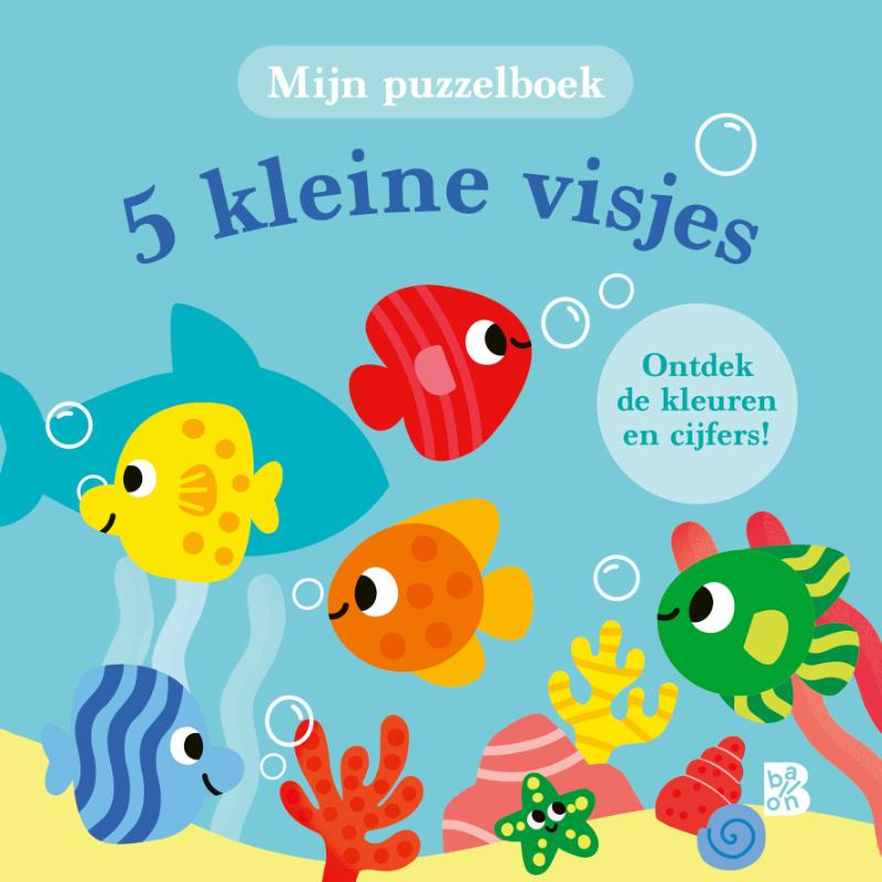 5 kleine visjes (kartonboek met puzzelstukken aan koord)