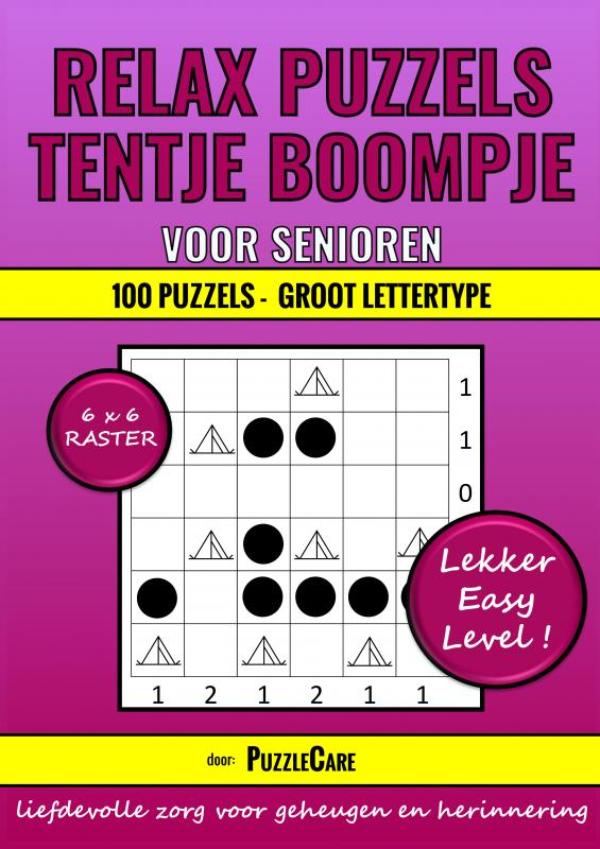 Relax Puzzels: Tentje Boompje voor Senioren 6x6 Raster - 100 Puzzels Groot Lettertype - Lekker Easy Level!