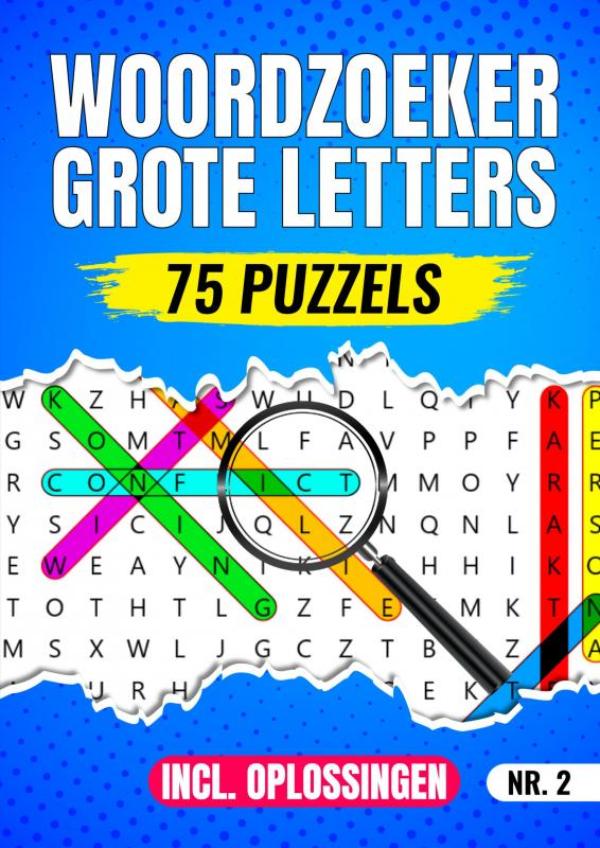 Woordzoeker Grote Letters, 75 Puzzels Incl. Oplossingen - Nr. 2