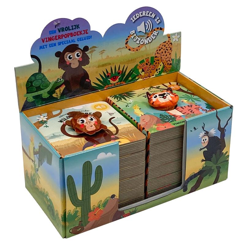 Display vingerpopboekjes Jungle/wilde dieren