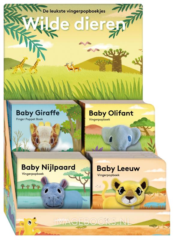 Display Vingerpopboekjes Wilde dieren 4T x 4E