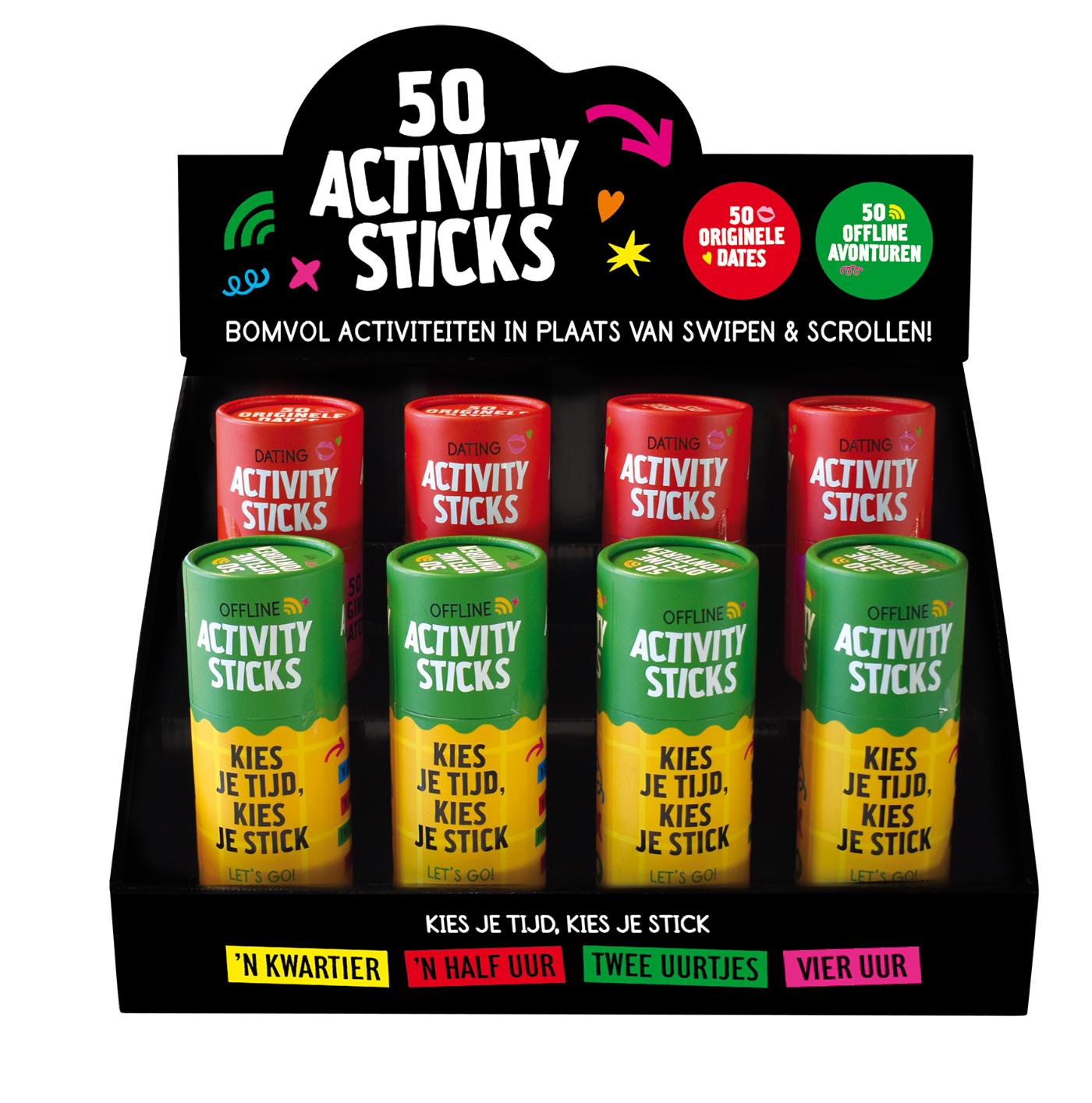 Display 50 activity sticks 2 x 4 ex.