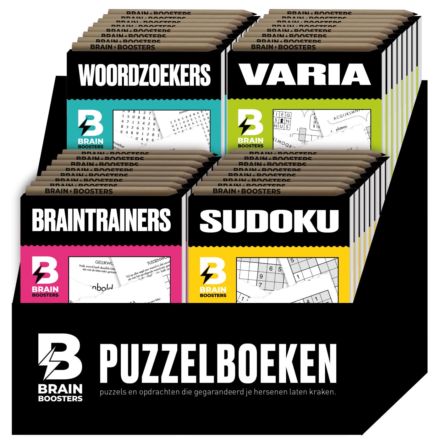 Display Brainbooster puzzelboeken 4 x 8 ex.