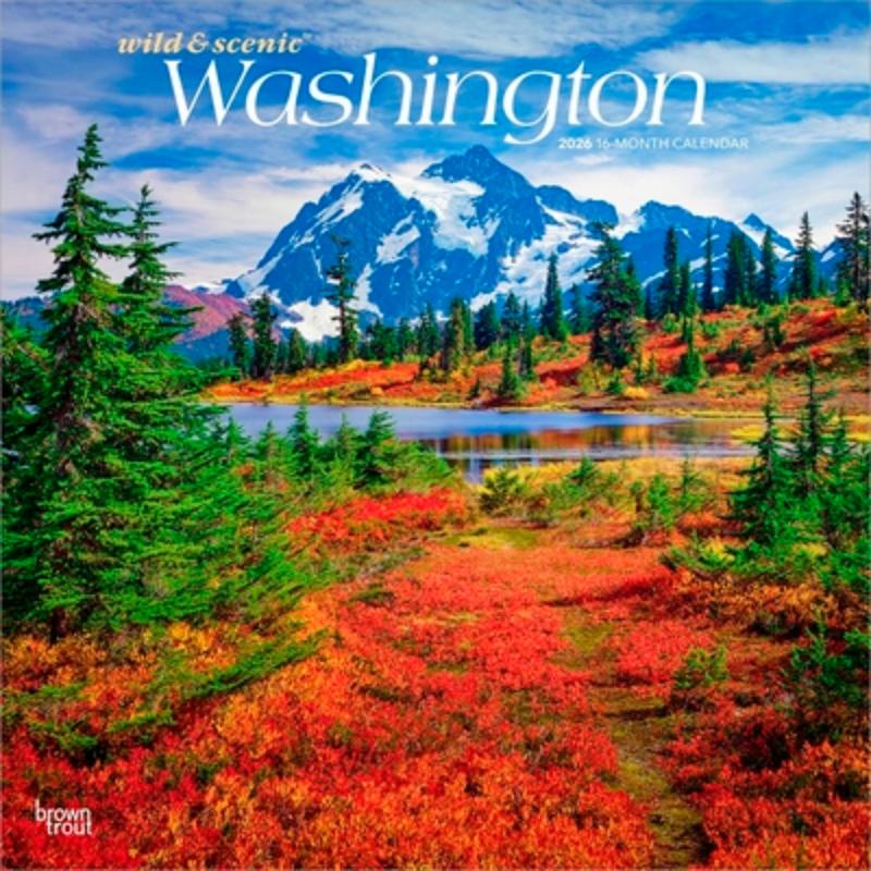 Washington Wild & Scenic 2026 12 X 24 Inch (Hanging) Monthly Square Wall Calendar Plastic-Free