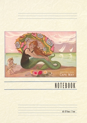 Vintage Lined Notebook Greetings from Cape May, Mermaid with Cherub